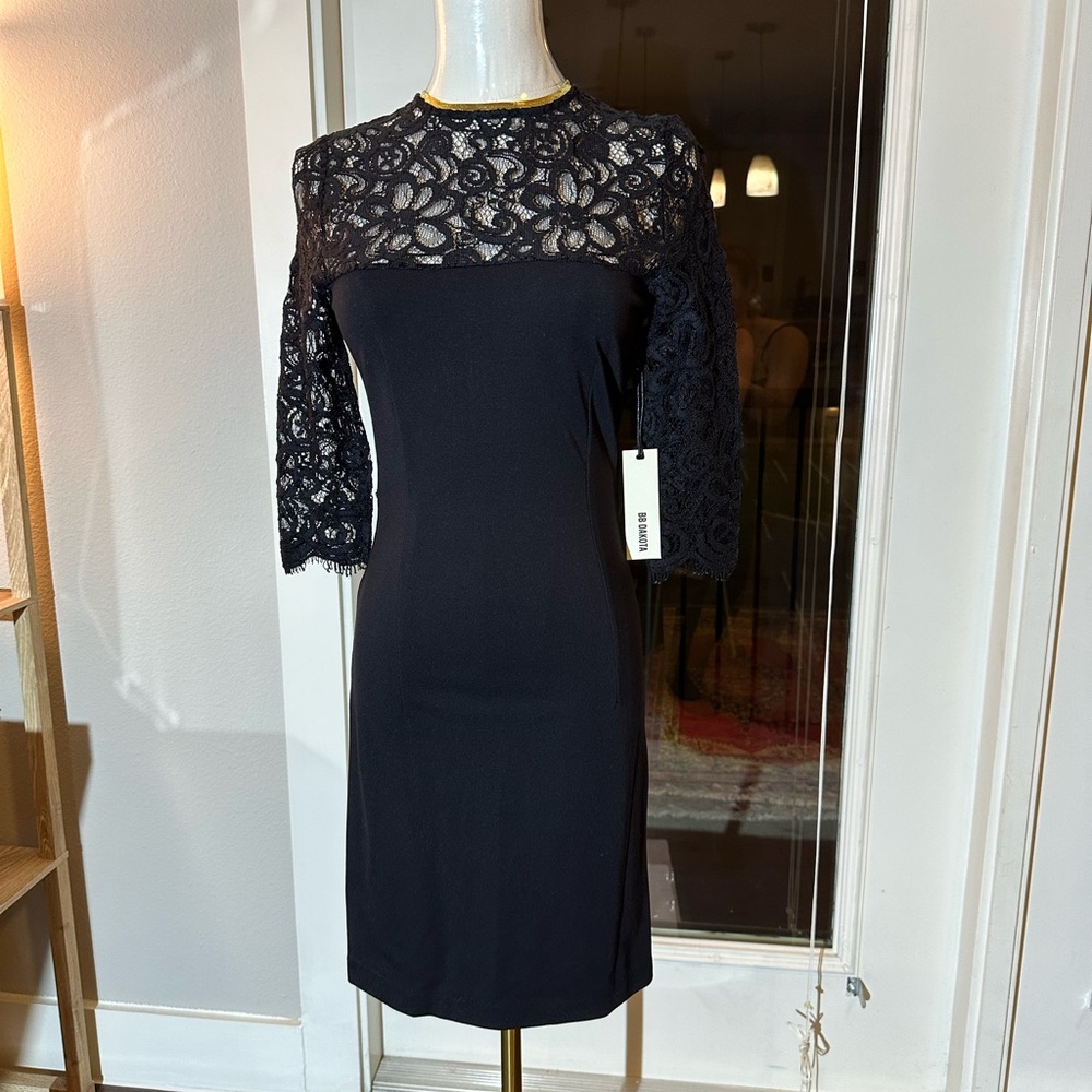 Black Lace Panel Dress